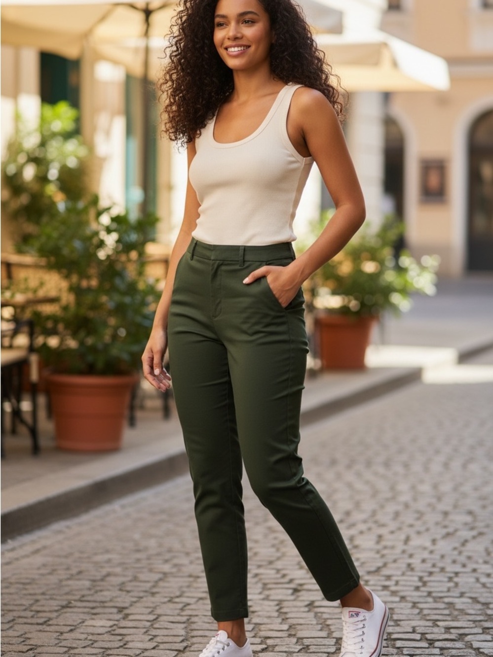 Banana Republic Olive Green Sloan Ankle Slim Pants